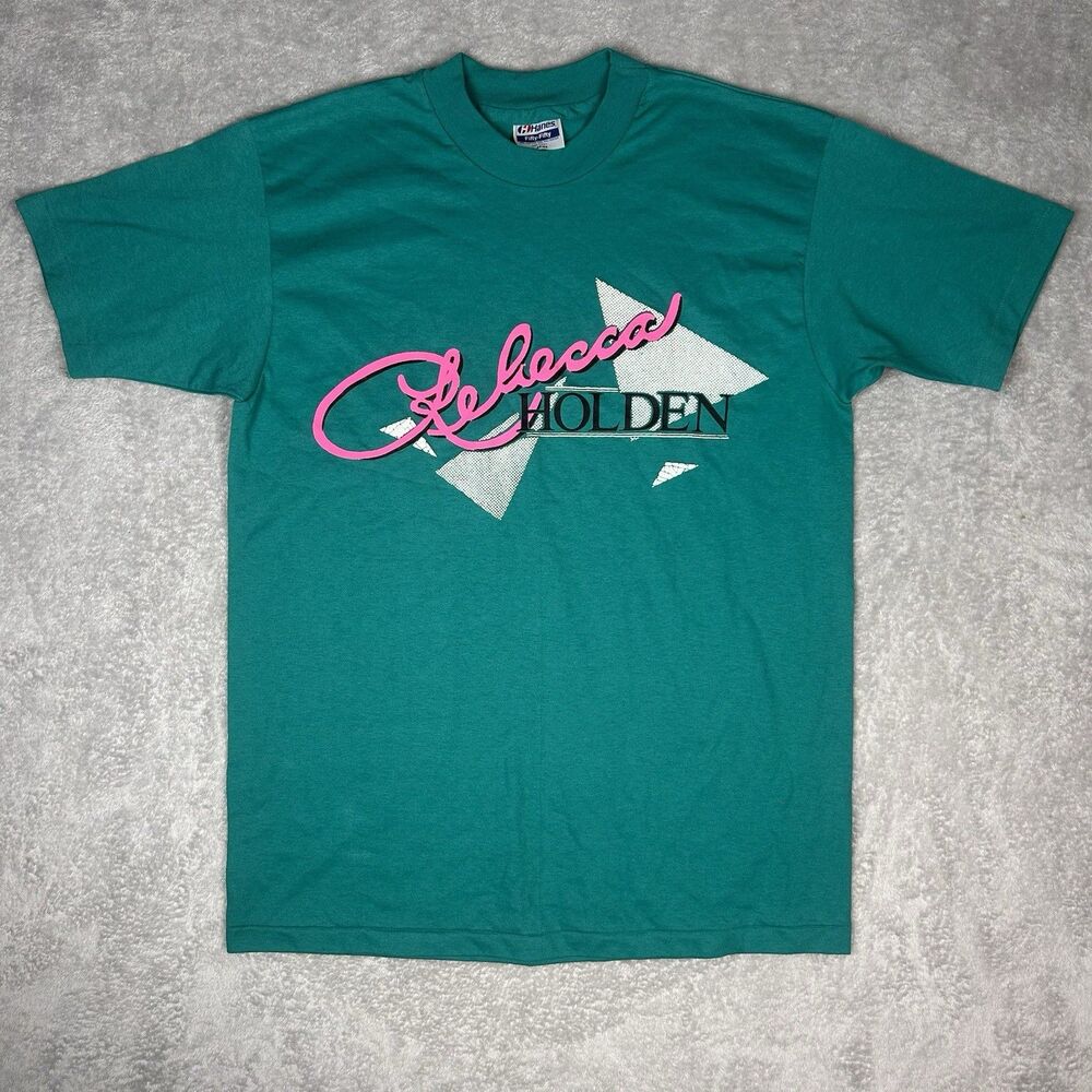 Rebecca Holden Signed Vintage Tshirt Bluegreen Size Large single stitch Y2K Rare
